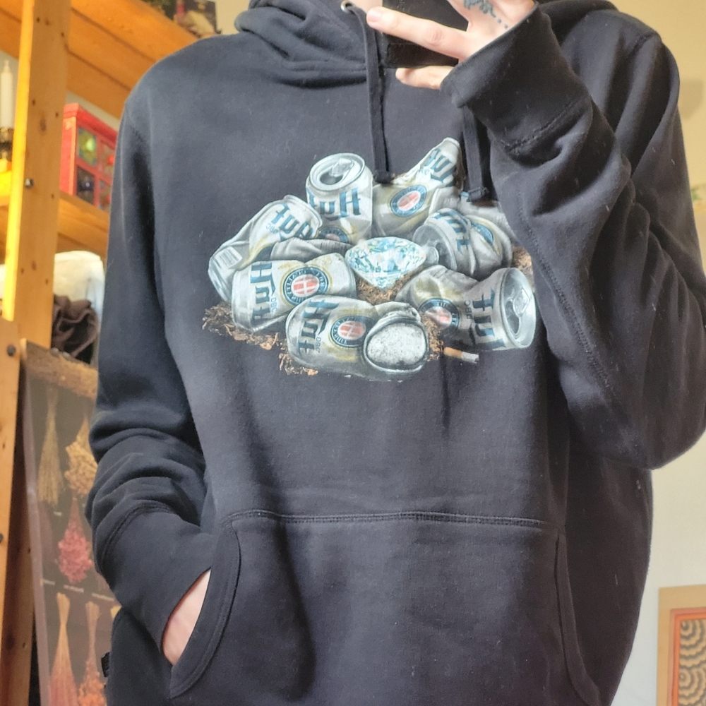 Huf x Diamond Supply black hoodie Beer Cans - Size S - Picture 2 of 7